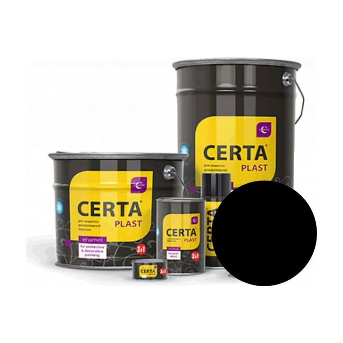 Грунт-эмаль 3в1 по ржавчине CERTA-PLAST черный 0,8кг PL3V10025 фото 6