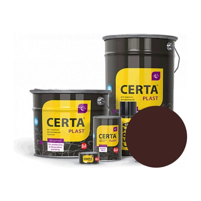 Грунт-эмаль 3в1 по ржавчине CERTA-PLAST шоколад 0,8кг PL3V10027 фото 6