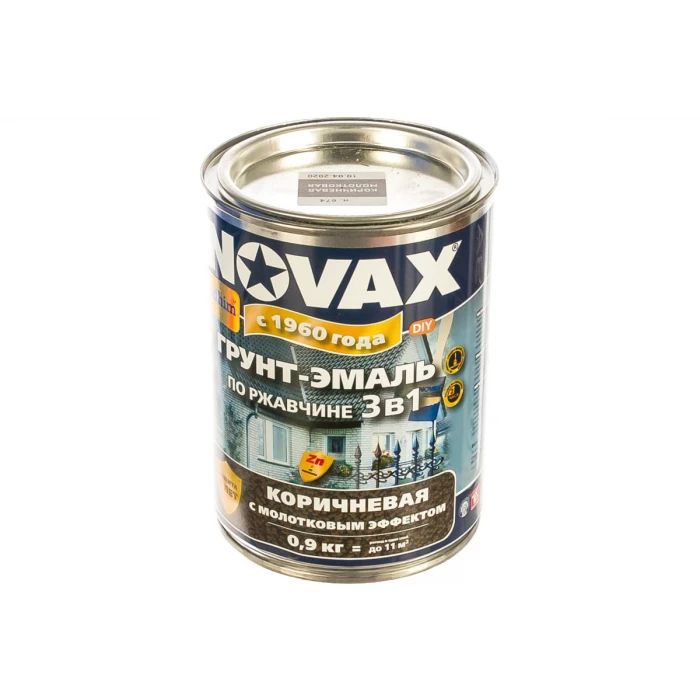 Грунт-эмаль по ржавчине с молотковым эффектом Goodhim NOVAX коричневый, 0.9 кг 39153