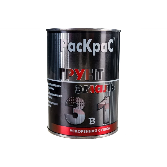 Грунт-эмаль РасКрас 3 в 1, серая, банка 0,9 кг 4690417021086