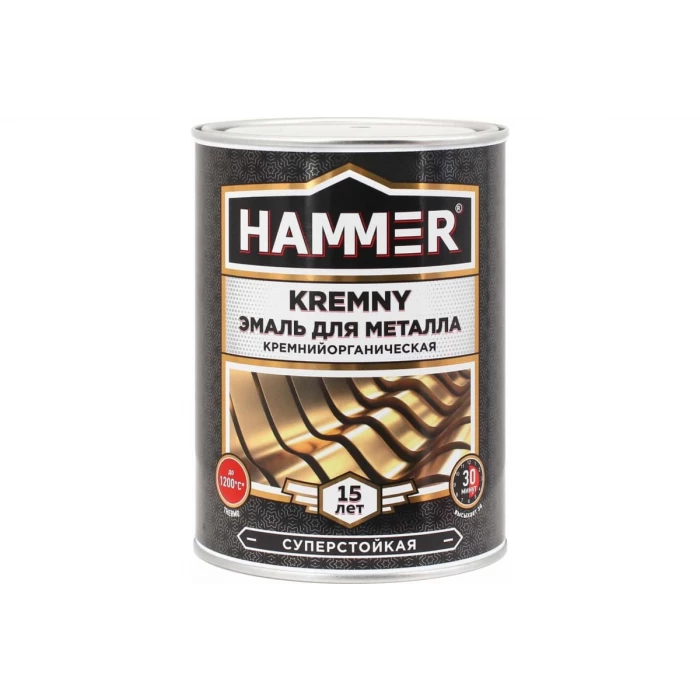 Эмаль по металлу HAMMER КО Kremny RAL 9004 черный 1200С 0.8 кг ЭК000138079