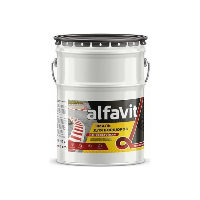 Износостойкая эмаль для бордюров KRAFOR белая, 25 кг 211804