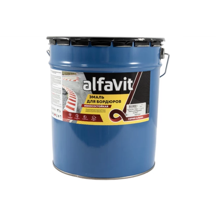 Износостойкая эмаль для бордюров KRAFOR желтая, 25 кг 211806