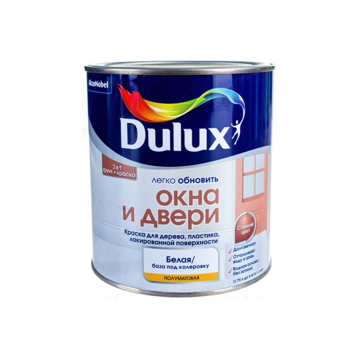Краска DULUX ОКНА И ДВЕРИ (база BW; 0,75 л) 5327289