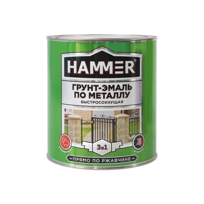 Грунт-эмаль по металлу HAMMER 3в1 б/с белая 2,7 кг ЭК000125861