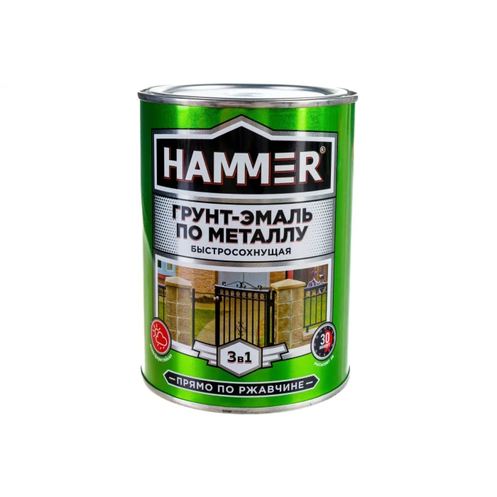 Грунт-эмаль по металлу HAMMER 3в1 б/с синяя 0,9 кг ЭК000116573
