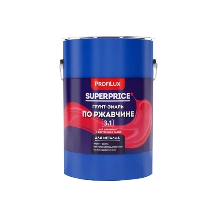 Грунт-эмаль по ржавчине 3 в 1 Profilux superprice белая, 6 кг МП00-000535