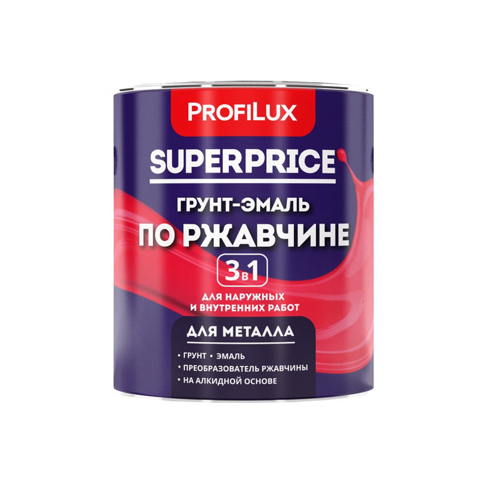 Грунт-эмаль по ржавчине 3 в 1 Profilux superprice серая, 0.9 кг МП00-000549 фото 2