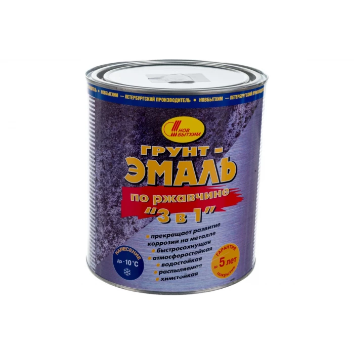 Грунт-эмаль по ржавчине 3в1 НОВБЫТХИМ белая, 3 л 770