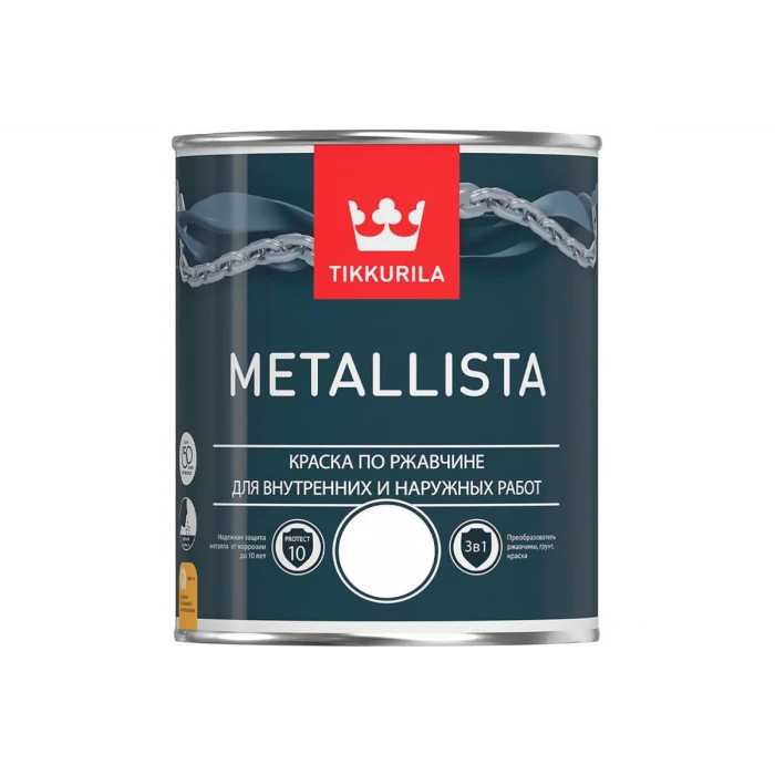 Краска по ржавчине 3 в 1 TIKKURILA Metallista Зеленая 2,5 л 203623