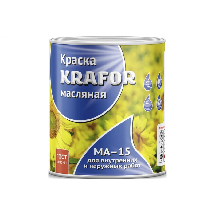 Масляная краска Krafor МА-15 желто-коричневая 0.9 кг 14 26338