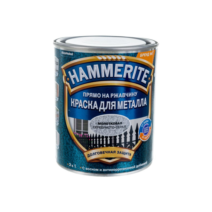 Молотковая эмаль HAMMERITE по ржавчине, серебристо-серая, 0.75 л 5093610