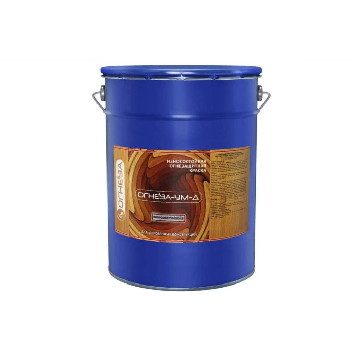 Огнезащитная вспучивающаяся краска для древесины ОГНЕЗА ОГНЕЗА-УМ-Д атмосферостойкая, ведро 20 кг, цвет серый 105054