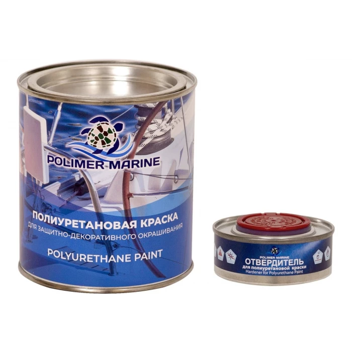 Полиуретановая краска POLIMER MARINE белая, двухкомпонентная, 1 кг 2К КП/б
