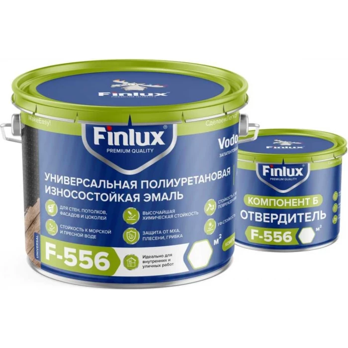 Полиуретановая ударопрочная эмаль Finlux F-556 Universal ral, белый, 6 кв.м. 4603783206537