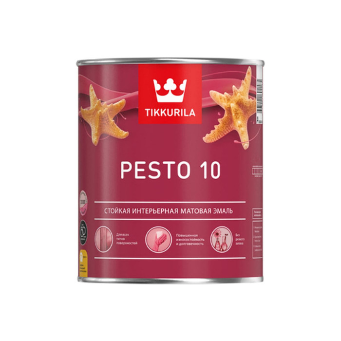 Стойкая эмаль TIKKURILA PESTO 10 алкидная, универсальная, матовая, база A 2,7л 700001165