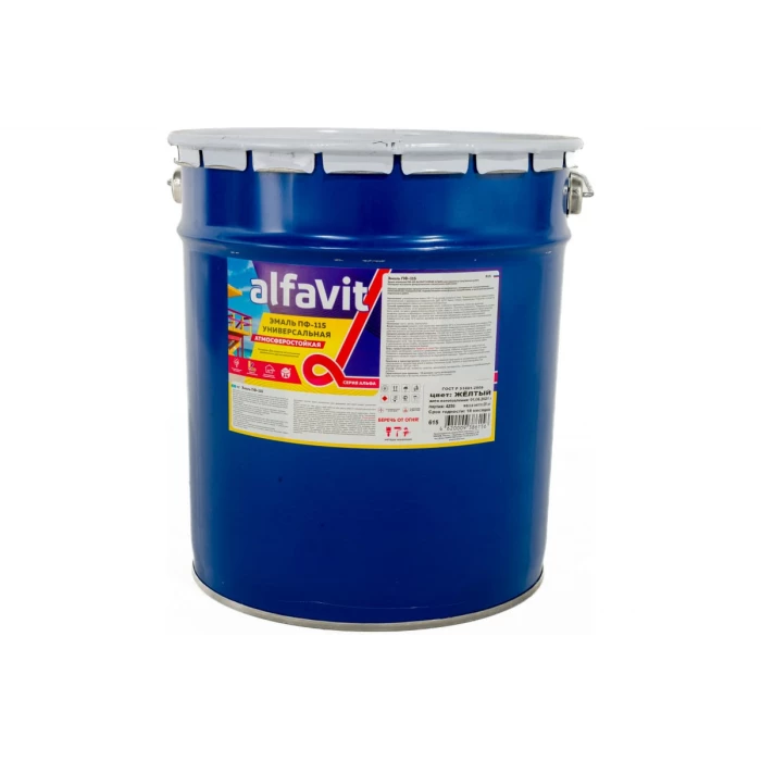 Универсальная алкидная эмаль Krafor ПФ-115 желтая 20 кг