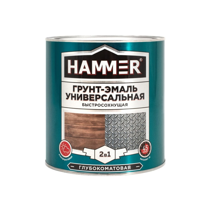 Универсальная грунт-эмаль HAMMER 2в1 б/с, глуб/мат, кр.-коричневая 2,7 кг ЭК000135078