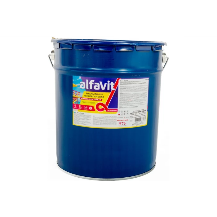 Универсальная эмаль Krafor Альфа ПФ-115 зеленая 20 кг 1 30802