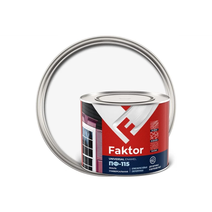 Универсальная эмаль ПФ-115 ЯРОСЛАВСКИЕ КРАСКИ FAKTOR белая, банка 1,9 кг 214710