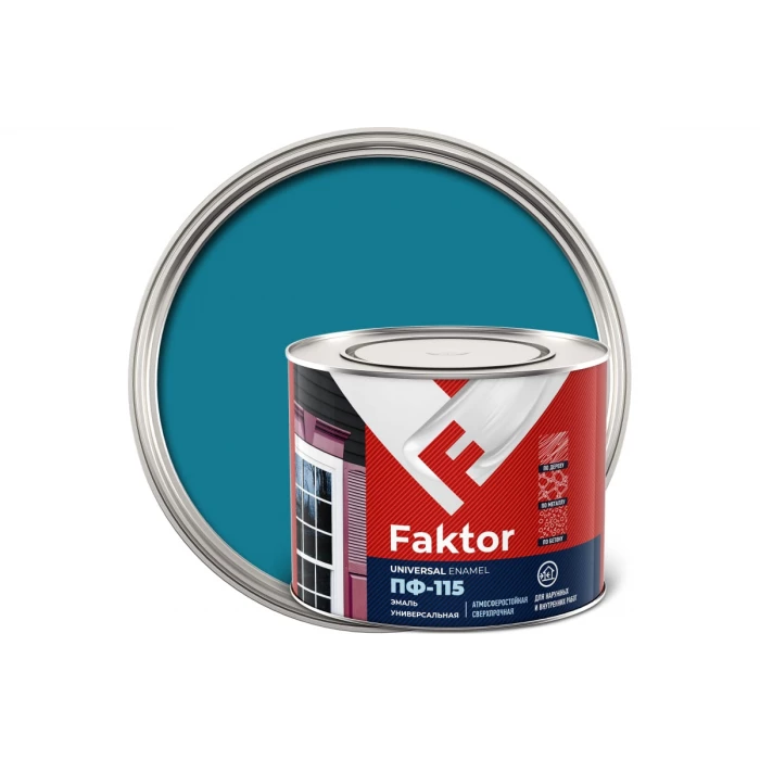 Универсальная эмаль ПФ-115 ЯРОСЛАВСКИЕ КРАСКИ FAKTOR голубая, банка 1,9 кг 214713