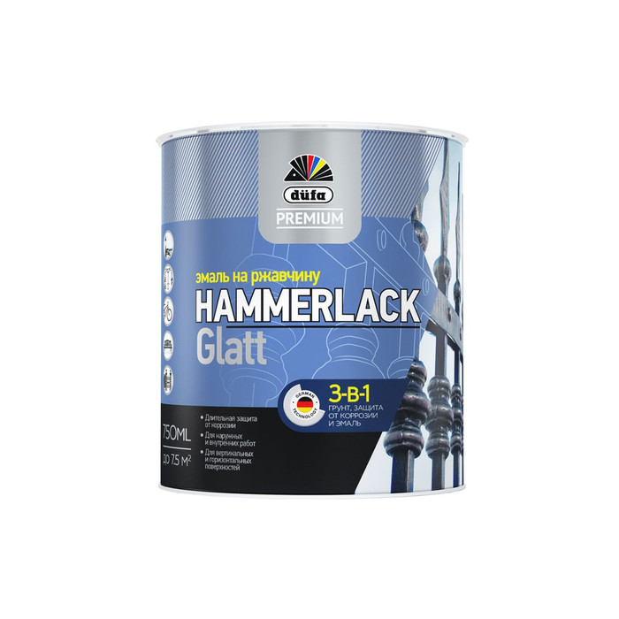 Эмаль Dufa Premium HAMMERLACK гладкая, RAL 8017 шоколад 750 мл Н0000006506