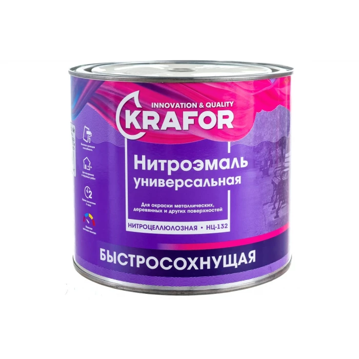 Эмаль KRAFOR НЦ-132 красная, 1.7 кг 26498