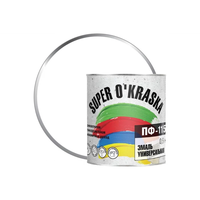 Эмаль super maler ПФ-115 белый глянцевый 0,9кг Лк-00005637