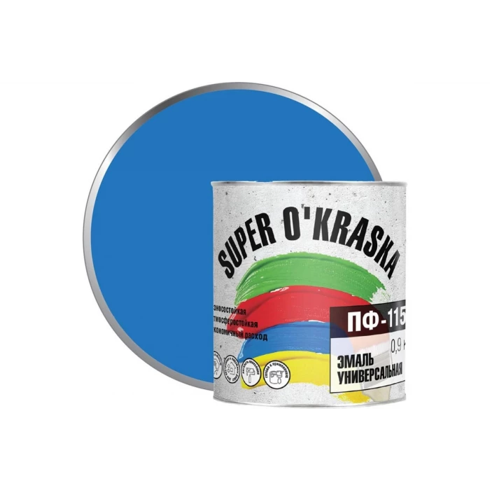 Эмаль super maler ПФ-115 Голубой 0,9кг Лк-00005639
