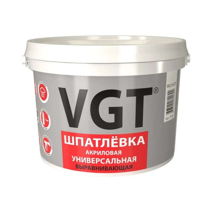 Акриловая универсальная шпаклевка 1 кг для наружных и внутренних работ VGT 52963