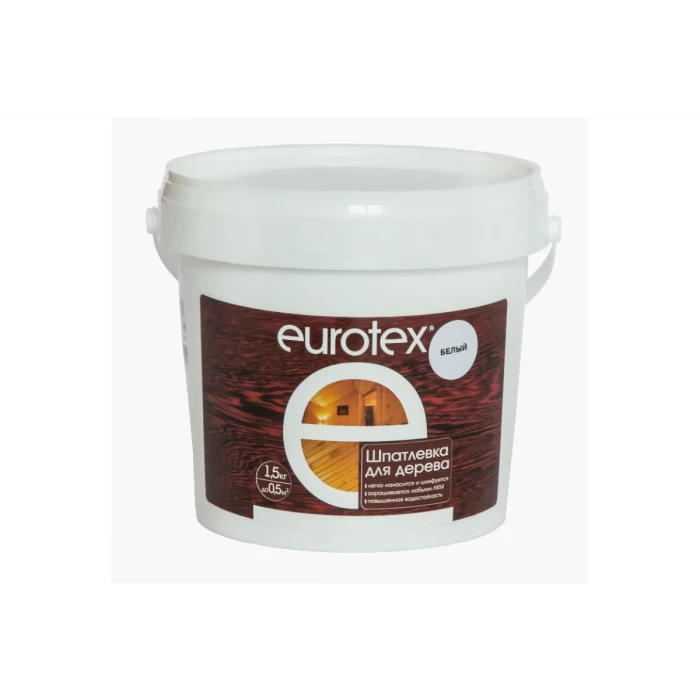 БЕЛАЯ ШПАТЛЕВКА ПО ДЕРЕВУ Eurotex 1,5 КГ 21120