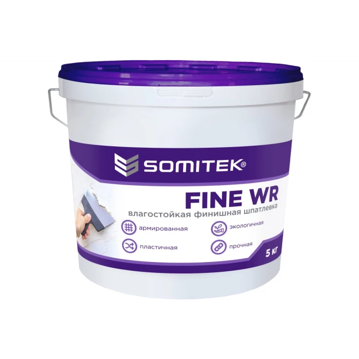 Влагостойкая финишная шпатлевка SOMITEK fine wr 5 кг 36009