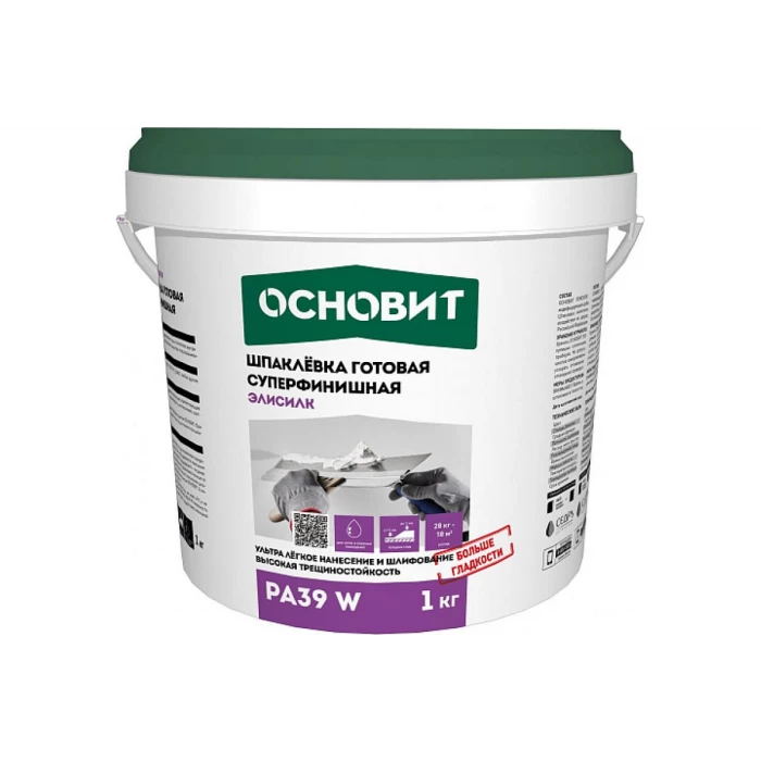 Готовая суперфинишная шпаклевка Основит ЭЛИСИЛК РА39 W 1 кг 86654