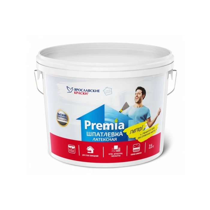 Латексная шпатлевка Premia Club для внутренних работ, ведро 3.5 кг О03939