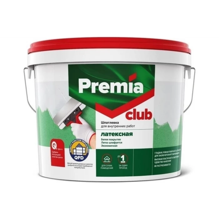 Латексная шпатлевка для внутренних работ PREMIA CLUB ведро 17 кг О03941