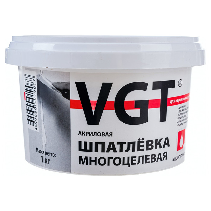 Многоцелевая акриловая шпаклевка для наружных и внутренних работ VGT 1 кг 11606600