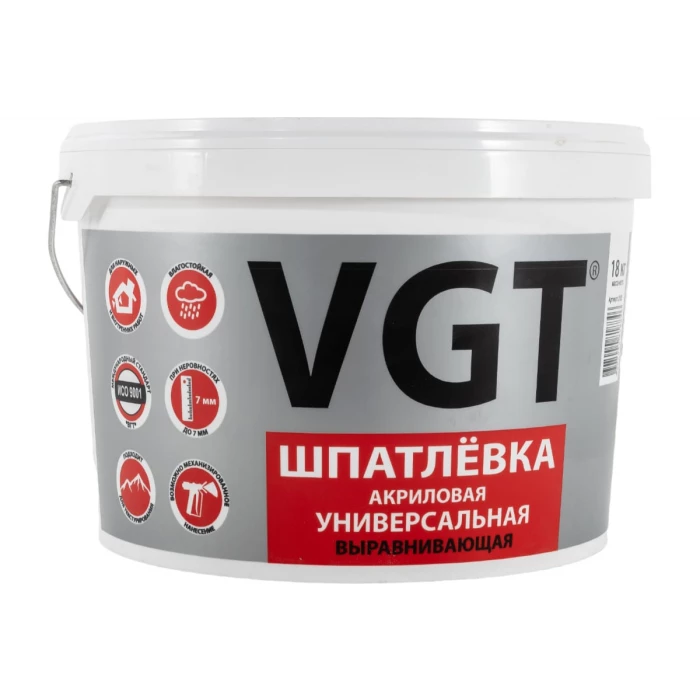 Универсальная акриловая шпаклевка18 кг для наружних и внутренних работ VGT 57645