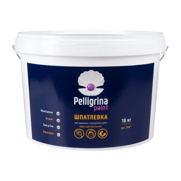 Универсальная акриловая шпатлевка PELLIGRINA PAINT для наружных и внутренних работ, 18 кг 231236
