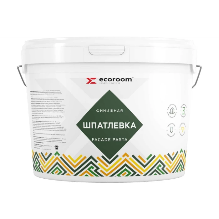 Фасадная шпатлевка ECOROOM Fasade pasta белый, 16 кг Е-Шп-22/16