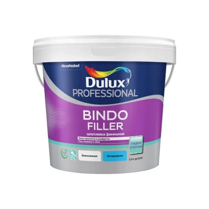 Финишная колеруемая безусадочная шпаклевка под покраску и обои DULUX BINDO FILLER 1,5 кг 5319761