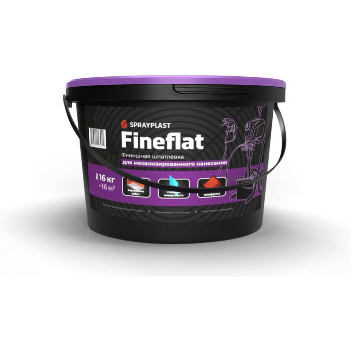 Финишная шпатлевка Sprayplast Fineflat для механизированного нанесения, 16 кг 31155