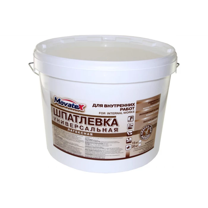 Шпаклевка латексная (15 кг; супербелая) Movatex Т02351