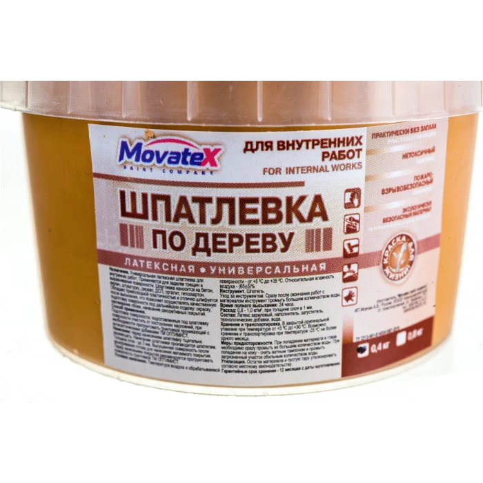 Шпаклевка по дереву (0.4 кг; орех светлый) Movatex Т16167