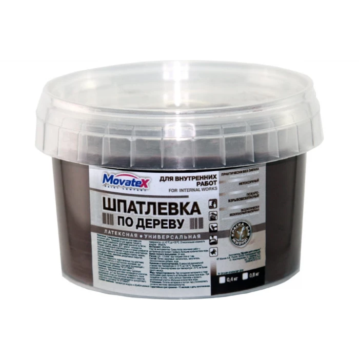 Шпаклевка по дереву (0.8 кг; орех темный) Movatex Т16169