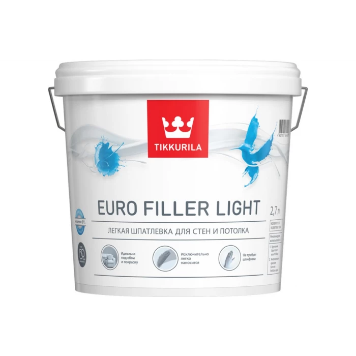 Шпаклевка финишная легкая для стен и потолков TIKKURILA EURO FILLER LIGHT 2,7 л 53829