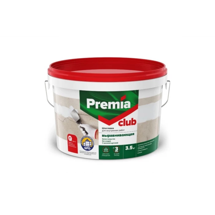 Шпатлевка Premia Club выравнивающая для внутренних работ, 3.5 кг О03931