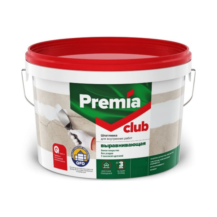 Шпатлевка выравнивающая Premia Club для внутренних работ, 17 кг О03933