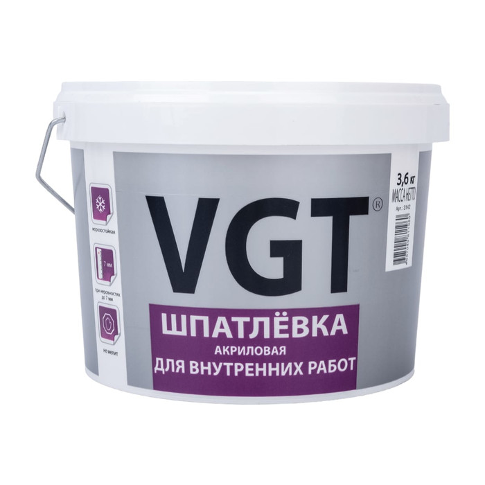 Шпатлевка для внутренних работ 3,6 кг VGT 11603365