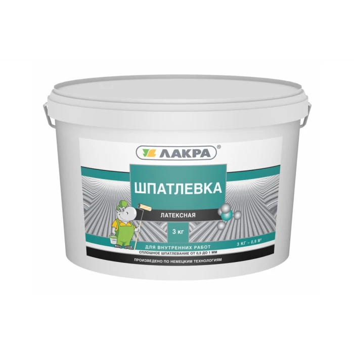 Шпатлевка латексная для внутренних работ 3 кг Лакра 0008042