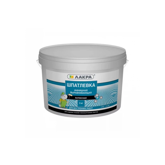 Шпатлевка латексная финишная выравнивающая 3 кг Лакра 0008046